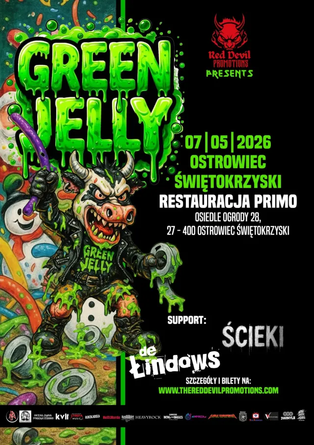 Plakat wydarzenia: Green Jelly + De Łindows + Ścieki